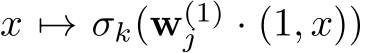  x �→ σk(w(1)j · (1, x))