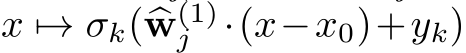  x �→ σk(�w(1)j ·(x−x0)+yk)
