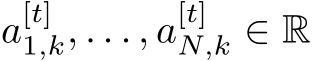  a[t]1,k, . . . , a[t]N,k ∈ R