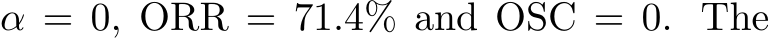  α = 0, ORR = 71.4% and OSC = 0. The
