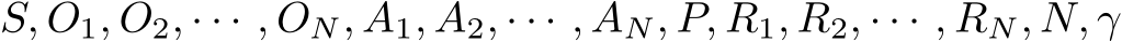 S, O1, O2, · · · , ON, A1, A2, · · · , AN, P, R1, R2, · · · , RN, N, γ