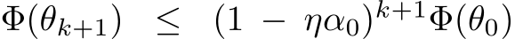 Φ(θk+1) ≤ (1 − ηα0)k+1Φ(θ0)