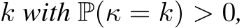  k with P(κ = k) > 0,