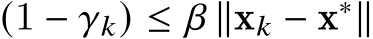  (1 − 𝛾𝑘) ≤ 𝛽 ∥x𝑘 − x∗∥