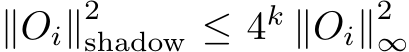 ∥Oi∥2shadow ≤ 4k ∥Oi∥2∞