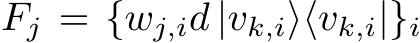  Fj = {wj,id |vk,i⟩⟨vk,i|}i