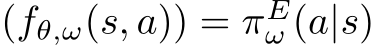 (fθ,ω(s, a)) = πEω (a|s)