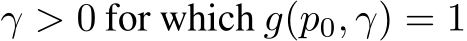  γ > 0 for which g(p0, γ) = 1