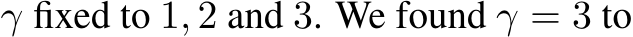  γ fixed to 1, 2 and 3. We found γ = 3 to