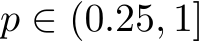 p ∈ (0.25, 1]