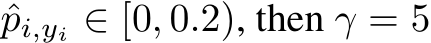  ˆpi,yi ∈ [0, 0.2), then γ = 5