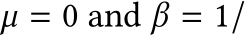  µ = 0 and β = 1/