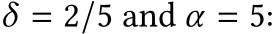  δ = 2/5 and α = 5: