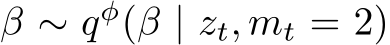  β ∼ qφ(β | zt, mt = 2)