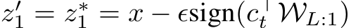 z′1 = z∗1 = x − ϵsign(c⊤t WL:1)