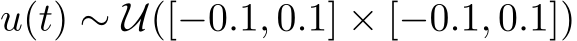  u(t) ∼ U([−0.1, 0.1] × [−0.1, 0.1])