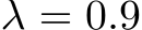  λ = 0.9