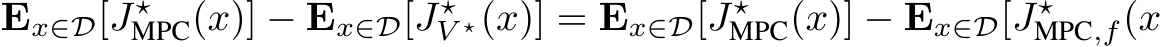 Ex∈D[J⋆MPC(x)] − Ex∈D[J⋆V ⋆(x)] = Ex∈D[J⋆MPC(x)] − Ex∈D[J⋆MPC,f(x