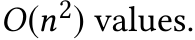  O(n2) values.