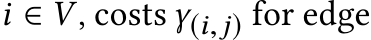 i ∈ V , costsγ(i,j) for edge