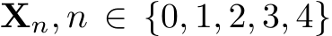 �Xn, n ∈ {0, 1, 2, 3, 4}