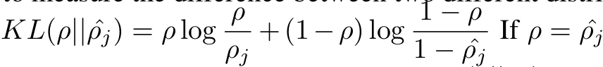  KL(ρ|| ˆρj) = ρ log ρρj+(1−ρ) log 1 − ρ1 − ˆρj If ρ = ˆρj