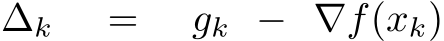 ∆k = gk − ∇f(xk)