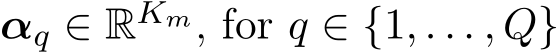  αq ∈ RKm, for q ∈ {1, . . . , Q}