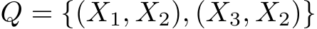 Q = {(X1, X2), (X3, X2)}