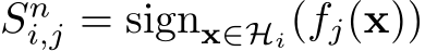 Sni,j = signx∈Hi(fj(x))