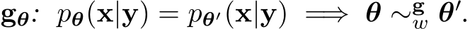 gθ: pθ(x|y) = pθ′(x|y) =⇒ θ ∼gw θ′.