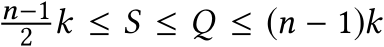 n−12 k ≤ S ≤ Q ≤ (n − 1)k