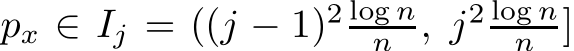  px ∈ Ij = ((j − 1)2 log nn , j2 log nn ]