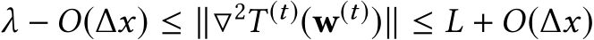 λ − O(∆x) ≤ ∥▽2T (t)(w(t))∥ ≤ L + O(∆x)