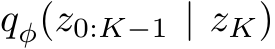  qφ(z0:K−1 | zK)
