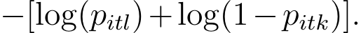  −[log(pitl)+log(1−pitk)].