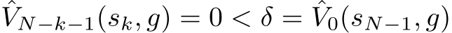 ˆVN−k−1(sk, g) = 0 < δ = ˆV0(sN−1, g)