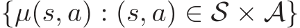 {µ(s, a) : (s, a) ∈ S × A}