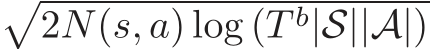 �2N(s, a) log (T b|S||A|)