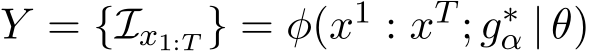  Y = {Ix1:T } = φ(x1 : xT ; g∗α | θ)