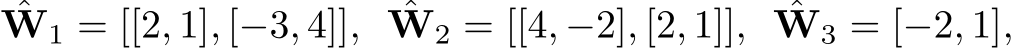ˆW1 = [[2, 1], [−3, 4]], ˆW2 = [[4, −2], [2, 1]], ˆW3 = [−2, 1],