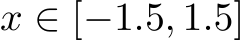 x ∈ [−1.5, 1.5]