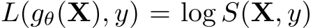  L(gθ(X), y) = log S(X, y)