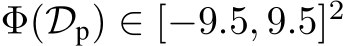  Φ(Dp) ∈ [−9.5, 9.5]2