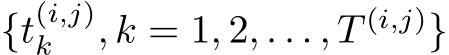  {t(i,j)k , k = 1, 2, . . . , T (i,j)}