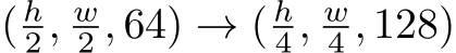 ( h2 , w2 , 64) → ( h4 , w4 , 128)