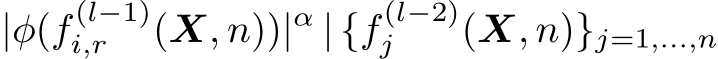 |φ(f (l−1)i,r (X, n))|α | {f (l−2)j (X, n)}j=1,...,n