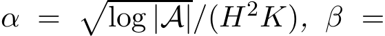  α = �log |A|/(H2K), β =