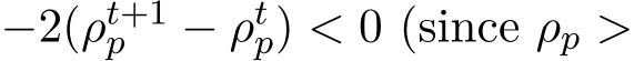  −2(ρt+1p − ρtp) < 0 (since ρp >