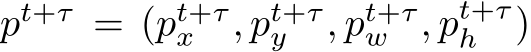  pt+τ = (pt+τx , pt+τy , pt+τw , pt+τh )